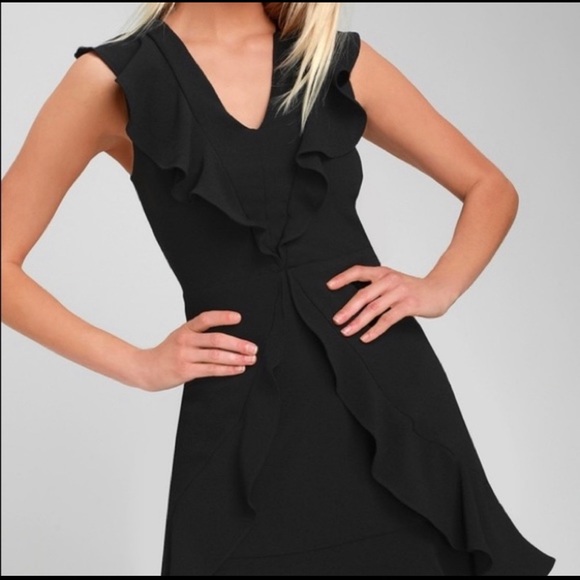 Lulus Augustine Black Ruffled Sleeveless Dress S - Picture 2 of 6